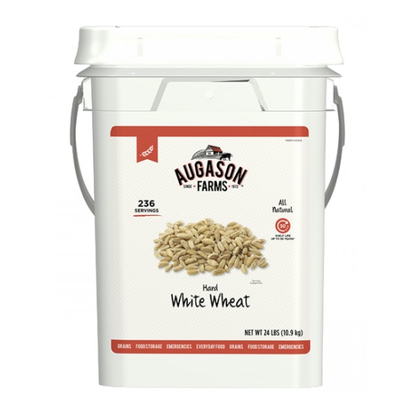 Augason Farms Hard White Wheat 26lb 4 Gallon Pail - 236 Servings - (SHIPS IN 1-2 WEEKS).