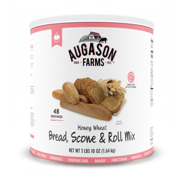 Augason Farms Honey Wheat Bread 58oz #10 Can - (SHIPS IN 1-2 WEEKS) scone & roll mix.