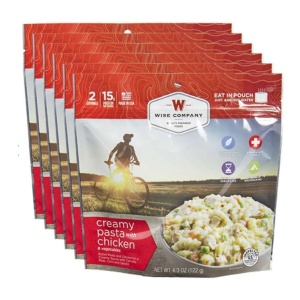 Wise Food Storage 6ct Pack - Outdoor Creamy Pasta and Vegetables with Chicken 2 Serving Pouch-0