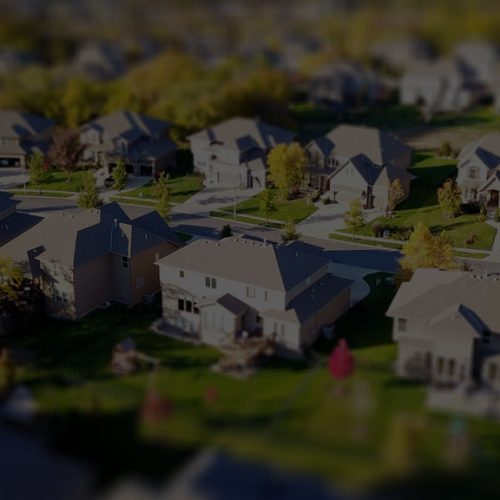 An aerial view of a residential neighborhood.