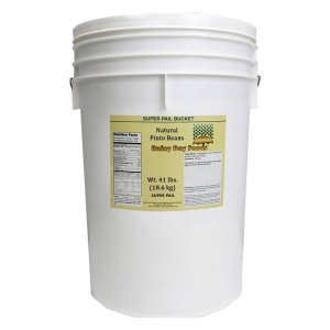 A bucket of baking powder on a white background.