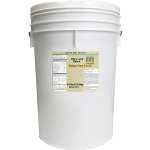 A white bucket with a white label on it.