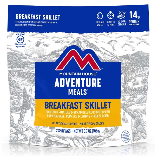 A bag of Mountain House Dehydrated Breakfast Skillet Mylar Pouch - Gluten-Free - 2 Servings - (SHIPS IN 1-2 WEEKS).