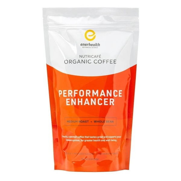 Organic performance coffee in a 12 oz bag.