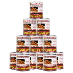 A stack of cans for Emergency food storage, stacked on top of each other.