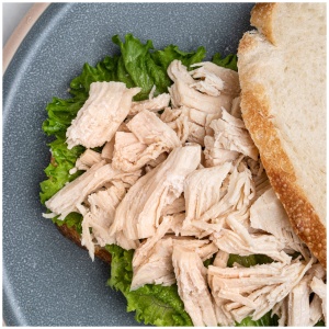 A chicken sandwich with lettuce is a great option for emergency food storage.