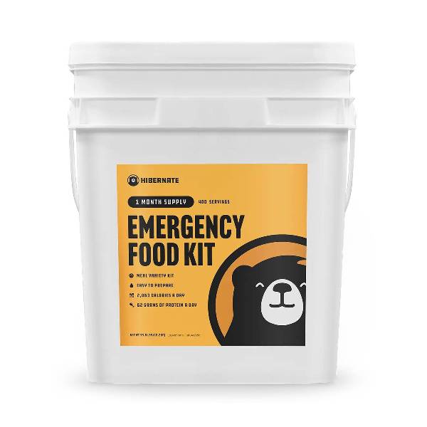 Free 400-serving emergency food kit featuring a bear design for orders over $1500, available for a limited time.