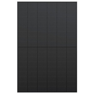 A black solar panel on a blue background from EcoFlow, ships in 1-2 weeks.