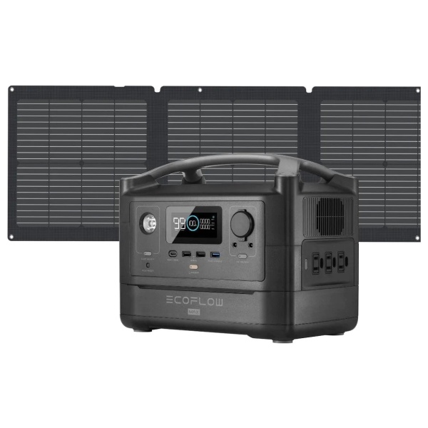 A portable solar power system with a remote control and a 110W Portable Solar Panel.