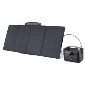 A solar panel with a portable charger.
