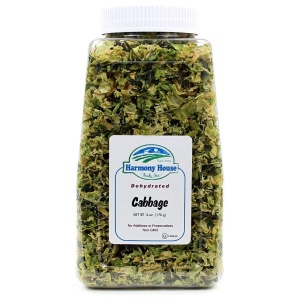 Harmony House Dried Cabbage in a jar on a white background.