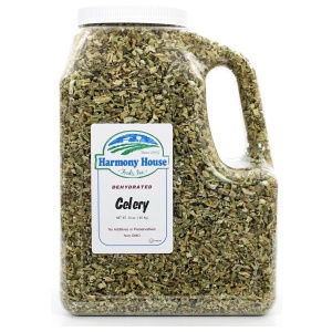 A jug of Harmony House Dried Celery on a white background.