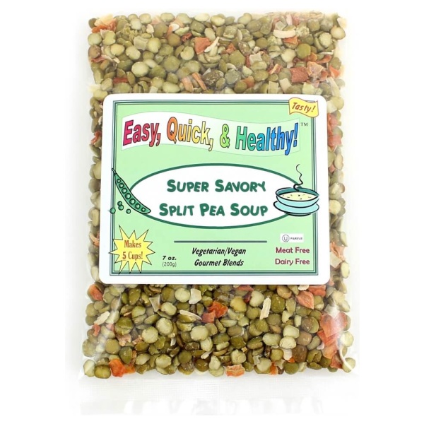 Easy cooking and healthy super bowl start with Harmony House Super Savory Split Pea Soup.