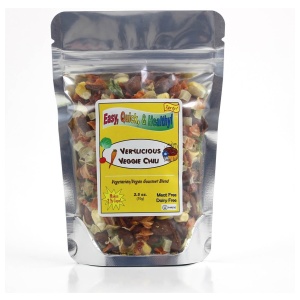 A bag of venison mixed nuts on a white background.
