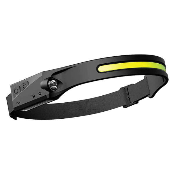 A Frog & Co. LED Rechargeable Headlamp with a yellow light is available in black and yellow.